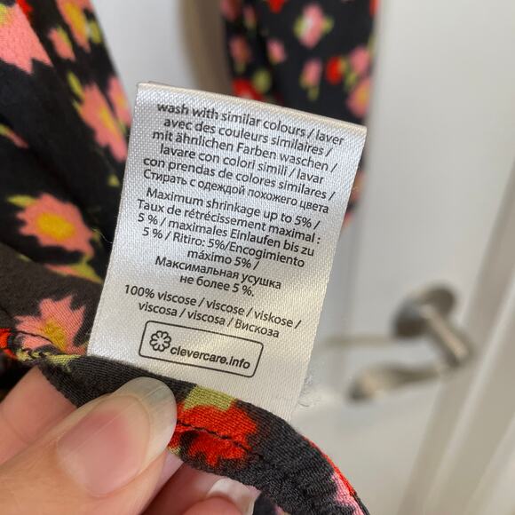 Rotate Birger Christensen Emma Dress Floral Long Sleeve Tie Belt Black Mini 2‎ - Picture 5 of 6